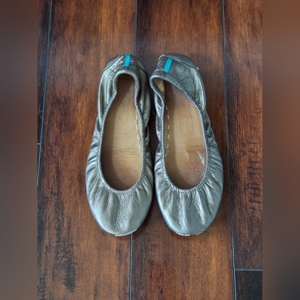 TIEKS by Gavrieli Metallic Bronze Leather Ballet Flats Foldable Slip On Sz 9
